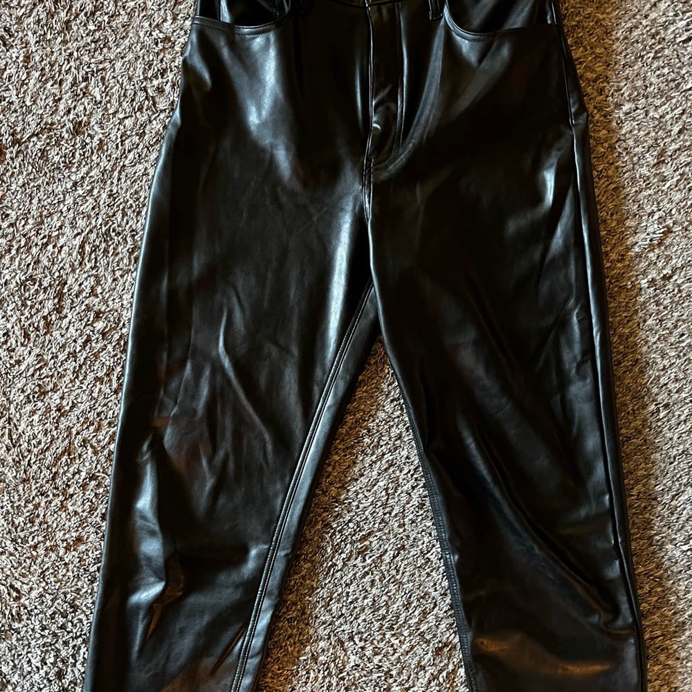 Abercrombie and Fitch The Ankle Straight Ultra High Rise Faux Leather